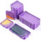 CENBEN 15 Pieces Diamond Art Storage Trays Kits, Stackable Diamond Painting Trays with Lid, Diamonds Art Painting Beads Sorting Tray for DIY Art Crafts, Purple
