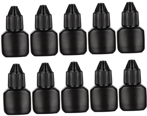 Beavorty Set of 10 Safe Eyelash Glue Applicator Bottles Portable Travel Squeezy Bottles Black for Grafting Refilling at Home or on The Go