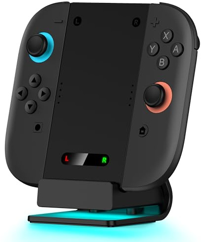 HELLCOOL 2 IN 1 Charging Dock Compatible with Nintendo Switch 2,Joy Con Charger with RGB Light/Charging Cable/switch controller holder,Charging Station for 2025 Switch Accessories