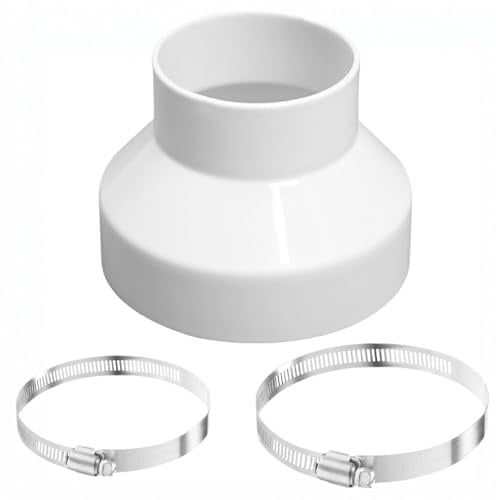 Round Ducting Reducer 150mm to 100mm, 6 to 4 inch Duct Reduction Connector | 150mm to 100 mm Reducer mit Stainless Hose Clips(91-114mm,141-165mm),Extractor Fan Reducer Joint Duct Pipe Connector Adaptor