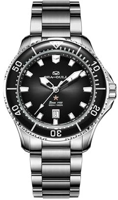 Automatische mechanische Taucheruhr für Herren, Edelstahl, wasserdicht, Business-Kleid, leuchtender Kalender, Armbanduhren, 41 mm, Ocean Serie PRO, Schwarz