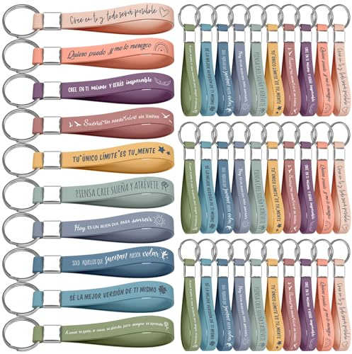 30 Stück Inspirierende Schlüsselanhänger auf Deutsch Silikon Schlüsselanhänger mit Inspirierenden Sprüchen Ermutigung Dankeschön Geschenk für Mitarbeiter Kollegen Jugendliche Lehrer (Spanischer Text)