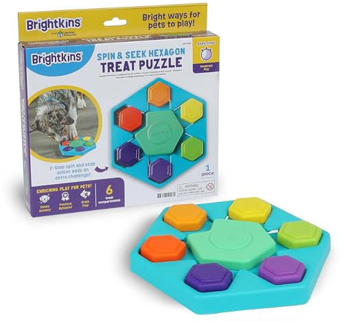 Brightkins Spin & Seek Hexagon Leckerli‑Puzzle – 2‑Schritt Schnüffelspaß für Hunde