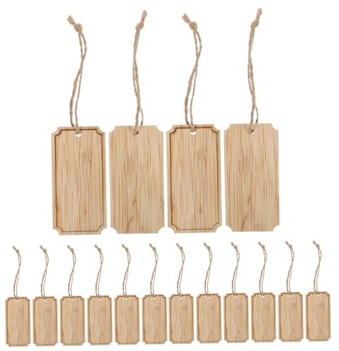 DIYEAH 20 pezzi Etichette per Piante in Bamboo con Cordino Resistente Marcatori Rettangolari per Giardino Esterno Targhette Identificative Riutilizzabili per Coltivazioni e Serra 20PCS