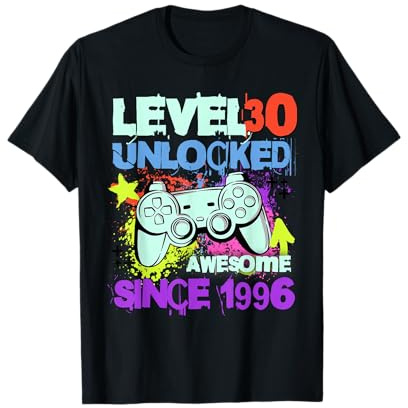 Level 30 Unlocked Awesome Since 1996 30th Birthday Men Gamer T-Shirt