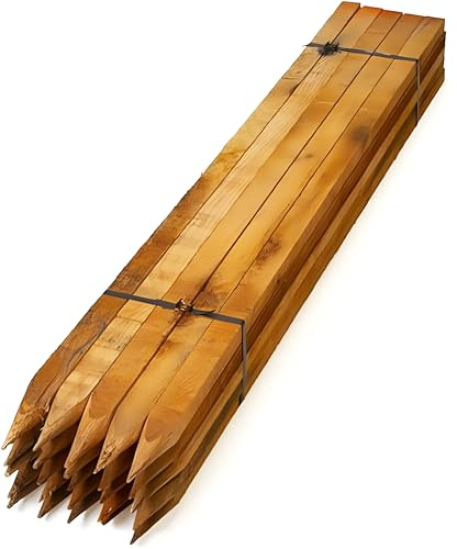 Tree Stakes 1.2m (4ft) – Square Wooden Garden Stakes 32mm, Pressure Treated Timber Plant & Tree Support (Pack of 10)