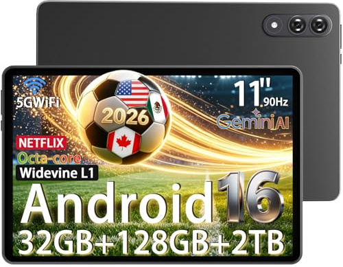 Raemond Android 16 Tablet 11 Inch with Gemini AI, T615 Octa-Core | 32GB RAM + 128GB ROM /2TB TF, 16MP+8MP, 1920x1200 IPS HD Display, 8000mAh, Widevine L1, GPS