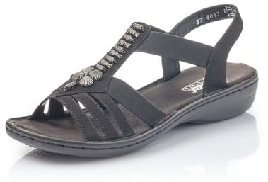 Rieker Damen Pantoletten 60806, Frauen Slipper,schluepfschuhe,Slip-ons,Backless Slipper,Mules,Gartenschuhe,Sommerschuhe,schwarz (00),42 EU / 8 UK