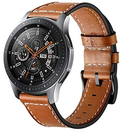 Aimtel Armband Kompatibel mit Galaxy Watch 46mm Armband/Gear S3 Classic/Gear S3 Frontier Armband, 22mm Lederarmband Ersatzband für Galaxy Watch 46mm & Gear S3 Classic & Gear S3 Frontier(Braun)