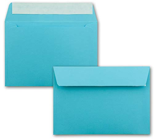 150x Briefumschläge Türkis DIN C6 Format 11,4 x 16,2 cm - Haftklebung - Kuverts ohne Fenster - Weihnachten, Grußkarten & Einladungen - Für A6 & A4 Papier