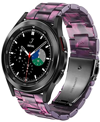 DEALELE Armband Kompatibel mit Samsung Galaxy Watch 7 / FE / 6/6 Classic / 5/5 Pro / 4/4 Classic / 3 41mm, 20mm Buntes Harz Resin Ersatz Armbänder für Huawei GT3 42mm / GT2 42mm, Lila