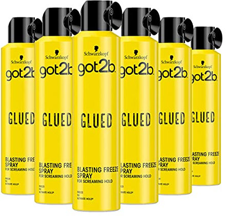 Got2B Schwarzkopf Spray de sablage collant, laque forte tenue jusqu'à 72 heures, végétalien, sans silicone, 500 ml – Lot de 6
