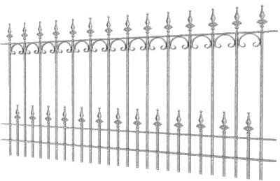 ELEO Gartenzaun Lucca verzinkt - 90 x 192,5 cm Zaun Garten Metall handgeschmiedet Schmiedeeisen für draußen - Zaunelemente rostfrei feuerverzinkt romantisch für den Garten - Metallzaun stabil
