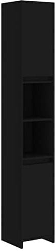 vidaXL Badezimmerschrank mit 6 Fächern 2 Türen Badschrank Badregal Badmöbel Schrank Badezimmer Regal Hochschrank Schwarz Holzwerkstoff 30x30x183,5cm