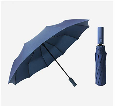 BAJIE Faltschirm für Männer und Frauen Großer Regen- und Sonnenschein Schwarzer Kleber Sonnenschirm und UV-Schutz Faltbarer 10 Knochen Vollautomatischer Regenschirm