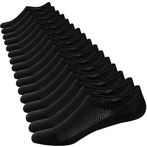 Ueither Calcetines Cortos Hombre Invisibles Respirable Calcetines tobilleros Algodón Antideslizantes (Style B-Negro (8 Pares),38-44)