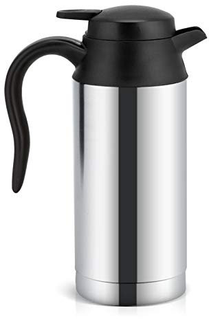 Tyenaza Bollitore per Auto Elettrico, Bollitore per Auto in Acciaio Inossidabile Tazza riscaldante Tazza da caffè Acqua da Viaggio Bottiglia del Latte per Barca da Campeggio Acqua Calda (750 ml 12 V)