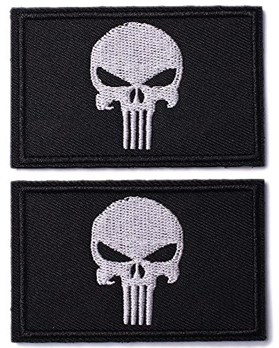 AXEN 2 Pieces Dead Skull Patch Tactical Morale Hook & Loop Patches for Tactical Gear Hat Backpack Jackets