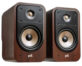 Polk Signature Elite ES20 Bookshelf Speaker - Hi-Res Audio Certified, Dolby Atmos & DTS:X Compatible, 1 Tweeter & 6.5 Woofer, Power Port Technology for Effortless Bass (Pair, Contemporary Walnut)