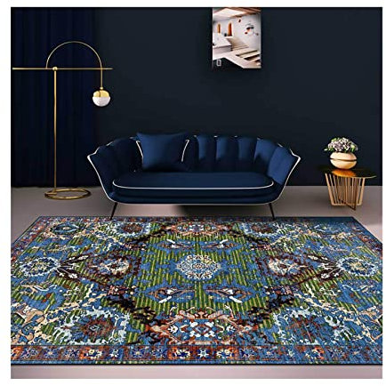 FXNFXLA Teppich Für Wohnzimmer, Retro-Geometrischer Perserteppich Im Ethnischen Stil, Anti-Rutsch-Teppichmatte, Waschbar, Tragbar Und Leicht Zu Reinigen,160 * 230CM
