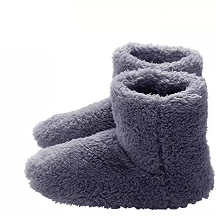 SMELEYOU Chaussons Chauffants, Chaussons d'hiver Chauds Chauffants USB, Chaussons Chauffants en Polaire, Semelles chauffantes pour Une Bonne Nuit de Sommeil Chauffage 5v, Gris