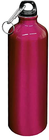 Borraccia in alluminio, 0,75 l, con moschettone, in alluminio, per lo sport, per bicicletta, in alluminio (Fuchsia)
