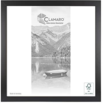 CLAMARO 'Collage' Bilderrahmen 31x31 quadratisch | Schwarz Matt | Handgefertigter moderner eckiger Bilder- u. Fotorahmen inkl. Acrylglas, Rückwand und Aufhänger (querformat & Hochformat)