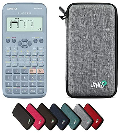 Casio fx-83GT X Blau inkl. WYNGS Schutztasche Hellgrau - Wissenschaftlicher Taschenrechner - Basic Set