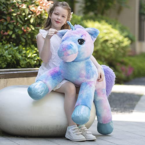 MorisMos riesen Einhorn Kuscheltier XXL, 110cm Lilac groß Einhorn Plüschtier Stofftier,Mädchen Geburtstag Weihnachten Geschenk