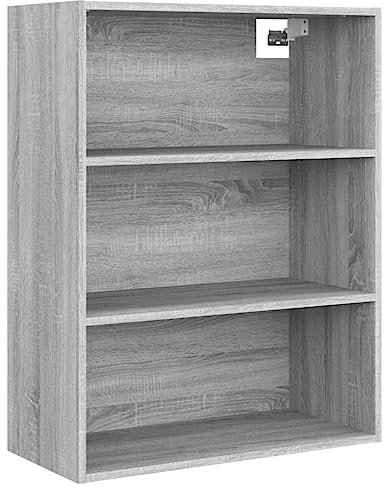 vidaXL Hanging Wall Cabinet, Grey Sonoma, Engineered Wood, Scandinavian Design with Spacious Compartments, Wall-Mounted Functionality for Optimised Floor Space, Ideal for Living Room and Bedroom.