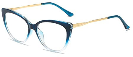LJCZKA Vintage Blaulichtfilter Brille Damen Katzenaugen, Brille Ohne Stärke Damen Katzenauge Brillengestell Metall Anti Müdigkeit