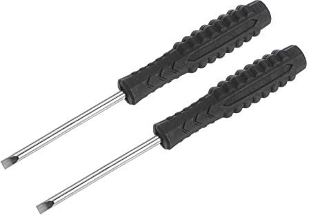 sourcing map Mini Slotted Screwdriver, 3.0mm Flat Head with Non-Slip Handle for Small Appliances, 2 Pcs