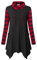 Amrto Tunika Damen Langarmshirt Freizeit Oversize Bluse Turtleneck Shirt mit Asymmetrischem Saum Lange Hemd Loose Fit Pullover Top mit Taschen, Schwarz & Rot Kariert XXXL