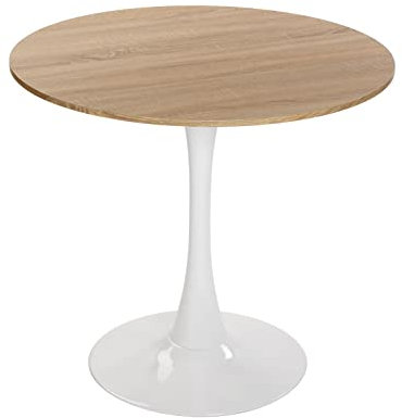 Versa Lia Esstisch für Küche, Terrasse, Garten oder Esszimmer, Maßnahmen (H x L x B) 73 x 80 x 80 cm, Holz, PVC und Metall, Farbe: Braun und Weiß