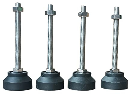 KATSU 4 Pack Adjustable Leveling Feet M8 x 80mm Thread Stainless Steel Screw-in Furniture Table Chair Machine Leveling Legs Levelers with 40mm Round Nylon Base