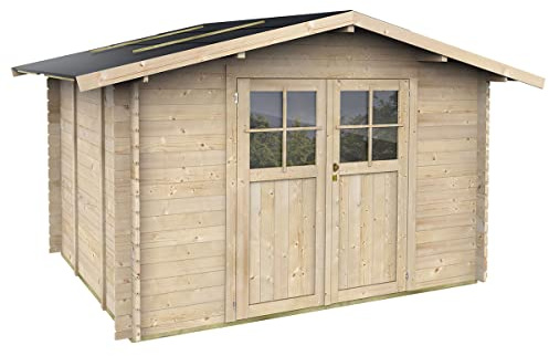La zappa Holzhaus mit Doppeltür für Garten, Made in Italy (296 x 249 x 219 cm)