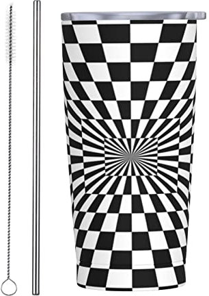 Optical Illusion Racing Flag 20 Oz Vacuum Travel Mug Insulated Water Bottles Stainless Steel Tumbler Coffee Cup with Lid