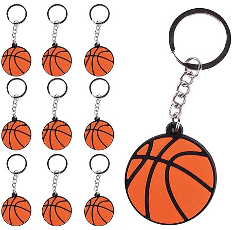 10 Pcs Porte-clés de Mini Basketball Porte-Clés de Faveur de Basketball Balles Anti-Stress de Basketball Cadeau d’Équipe de Basketball Ballons de Sport Remplissage de Sacs de Cadeaux pour Fête