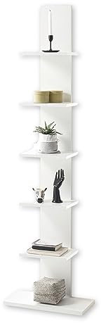 Stella Trading Étagère Murale Polyvalente avec 5 Compartiments Ouverts Blanc 50 x 180 x 23 cm