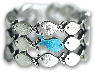 Gegen den Strom. 925 Sterling Silber und türkis blauer Fisch (7)