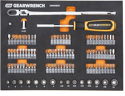 GEARWRENCH 105 Piece 1/4” Drive Slim Head Mechanics Tool Set in Foam Storage Tray - GWMSMBS01