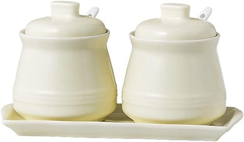 Sucrier en céramique, pot à épices, sucrier avec couvercle et cuillère, décoration de table bicolore, pot à sucre en porcelaine simple, poivre, sel, vert (Co (couleur : vert, taille : sucrier) (Color