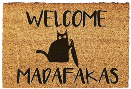 Giftstory Kokosmatte Fußmatte Kokos Welcome MADAFAKAS für Innen und Außen 80x50 Fussmatte Haustür - Willkommen Doormat Mat Lustig Türmatte - Geschenk Gift Gadget