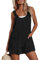 CUPSHE Women's Jumpsuit Pinafore Short Dungarees Scoop Neck Sleeveless Overall Casual Straight Leg Outfit Romper Playsuit with Pockets Black M