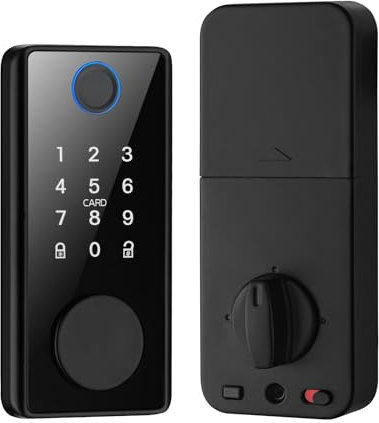 Serrure de porte intelligente à empreintes digitales, serrure numérique électronique avec bouton et clavier, serrure de porte d'entrée sans clé, contrôle par application, serrure de porte intelligente