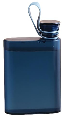 Borraccia piatta | 400 ml BPA bottiglia piatta | bottiglia quadrata trasparente per sport | bottiglia d'acqua riutilizzabile sottile in carta promemoria per sport, campeggio, palestra, fitness