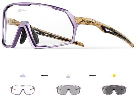 KAPVOE Photochromatische Selbsttönend Fahrradbrille für Herren Damen Klar Sportsonnenbrille TR90 Rahmen Rennrad Brille Radfahren MTB Radbrille UV400 Schutz Sportbrille für Laufen Fahren Triathlon