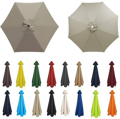 Telo di Ricambio per Ombrellone A 6 Stecche/8 Stecche, Telo di Ricambio per Ombrellone da Giardino, Copertura di Ricambio, per Tavolo, Ombrello, Baldacchino, per Spiaggia, Piscina(Color:Top color,Size