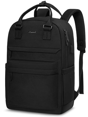 LOVEVOOK Schulrucksack Teenager Mädchen, Schultasche Arbeitstasche Herren Damen mit 15,6 Zoll Laptop-Fach, Wasserdicht Reiserucksack Handtasche Rucksack Mordern für Schule Uni Reise Büro, Schwarz
