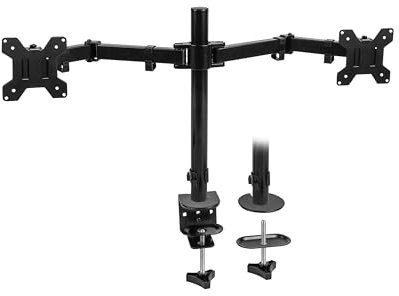 Wellogic Monitor Halterung 2 Monitore 13-32 Zoll Monitorhalterung Tisch Höhenverstellbar Drehbar/Neigbar VESA 75/100 mm Schwarz